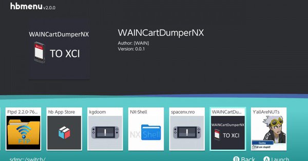 WAIN XCI Switch Cartridge Dumper